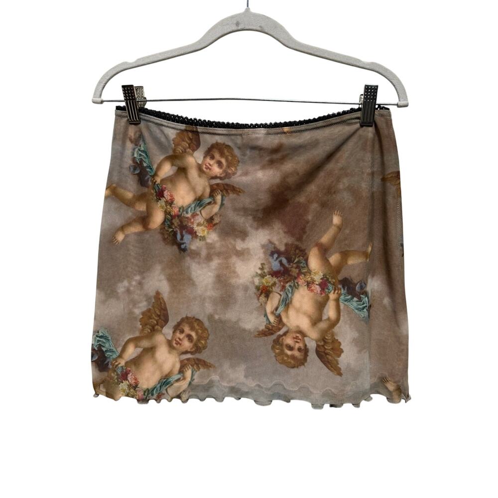 Urban Outfitters Mini Skirt Women's Large Celestial Angels Mesh Whimsygoth 90s